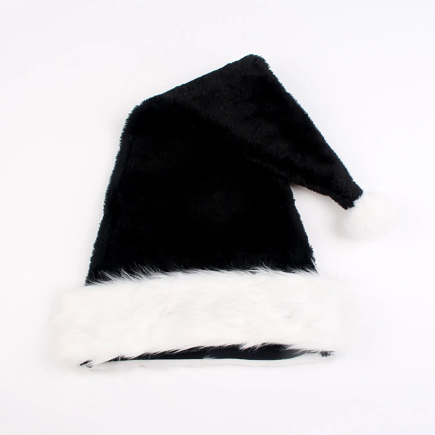 Plus-sized black plush Christmas hat with European classical styling for festive seasonal wear