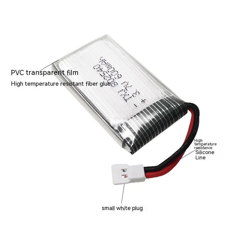 37V 600mAh UAV lithium polymer battery with 25C discharge, protection board, small white head plug, 45x25x8mm