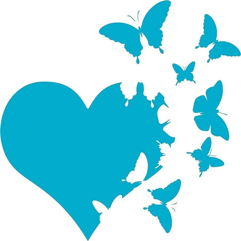 Butterfly car decoration sticker in six colours with 15cm square plastic design