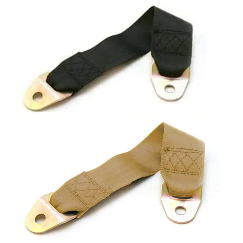 Electric door limit fixing strap with universal vehicle compatibility and mounting hardware
