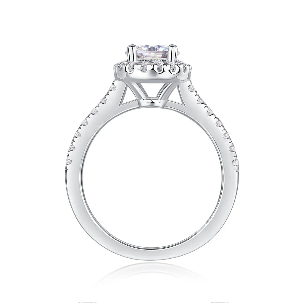 1-carat moissanite wedding ring set in platinum-plated S925 silver with gift box