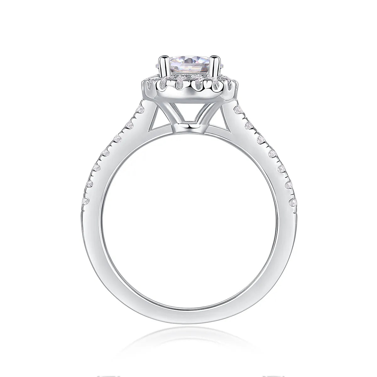 1-carat moissanite wedding ring set in platinum-plated S925 silver with gift box