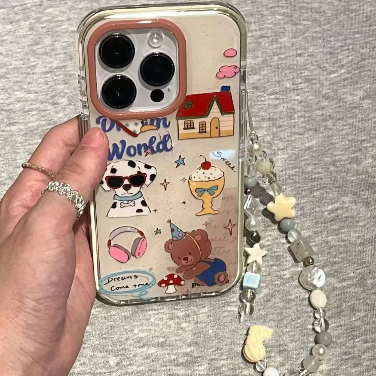 Retro cute dog party frosted phone case for iPhone 13, 14, 15, 16 Pro Max series