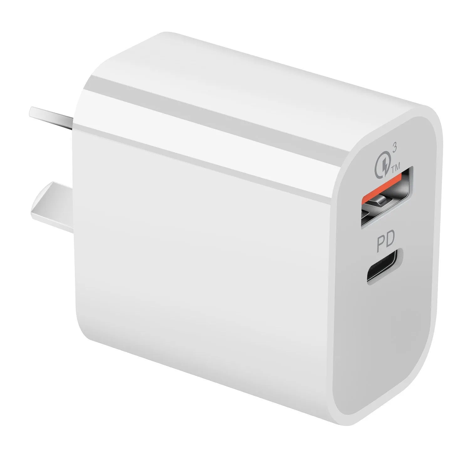 White Australian SAA dual port USB wall charger with AU plug