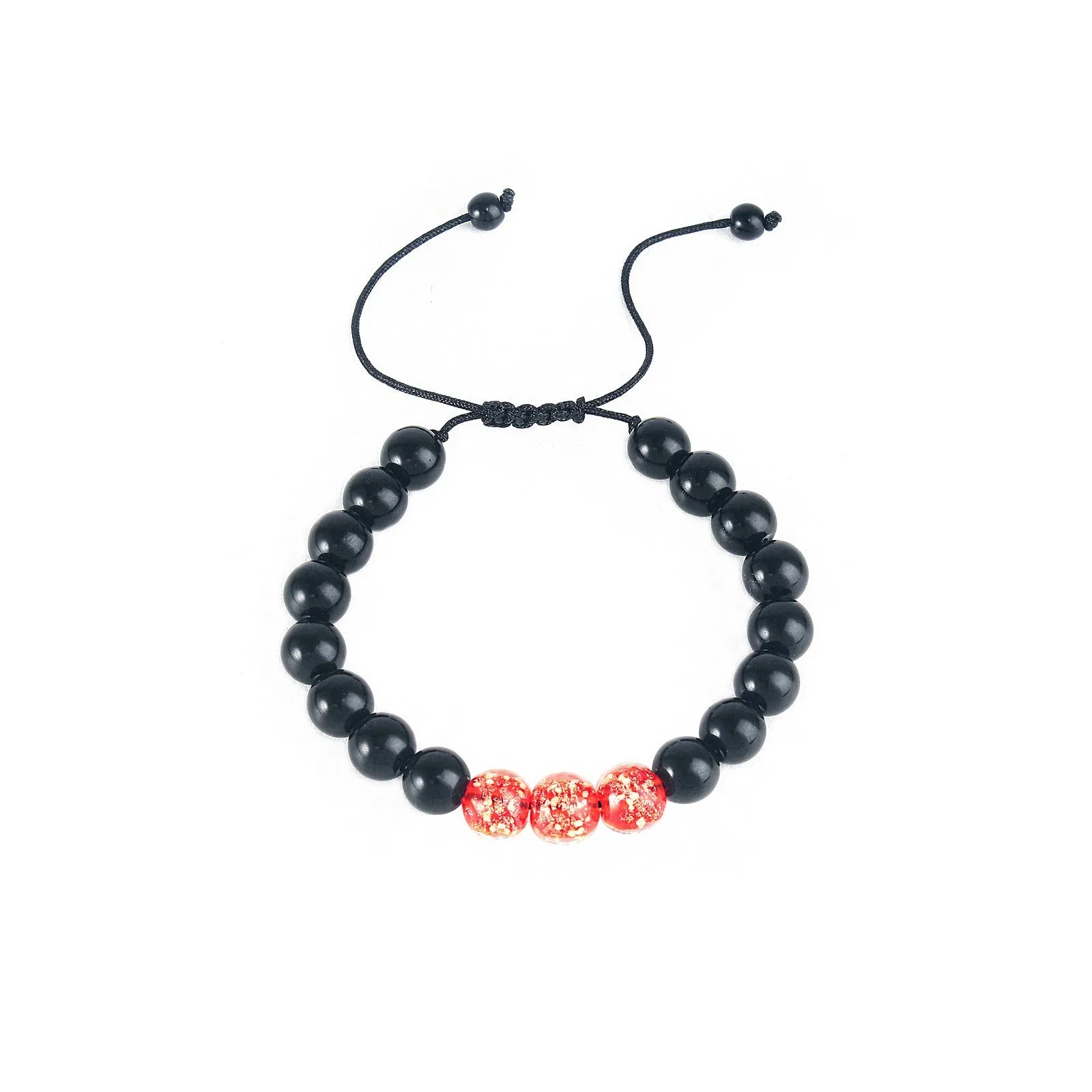 Adjustable luminous glass bead bracelet in geometry shape with coloured glaze finish