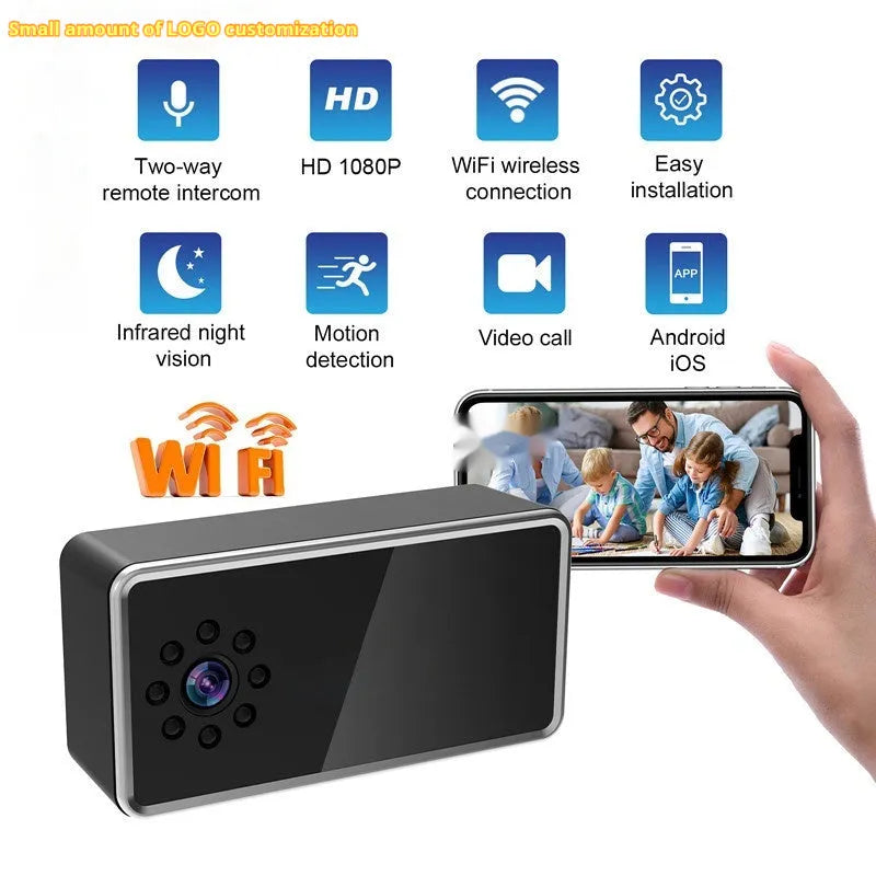 Wireless HD surveillance camera with compact design for home and business security monitoring