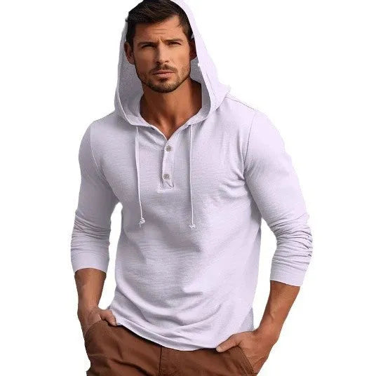 Men's cotton pullover hoodie in six colour options with European and American sizing