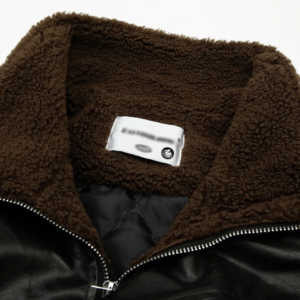 Men's PU leather coat with stand collar in Black and Brown colour options for leisure wear