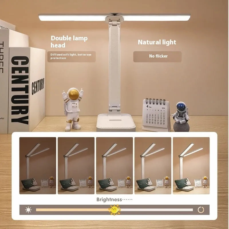 Simple dual lamp holder table lamp with square bottom, in colour shown, for children and students