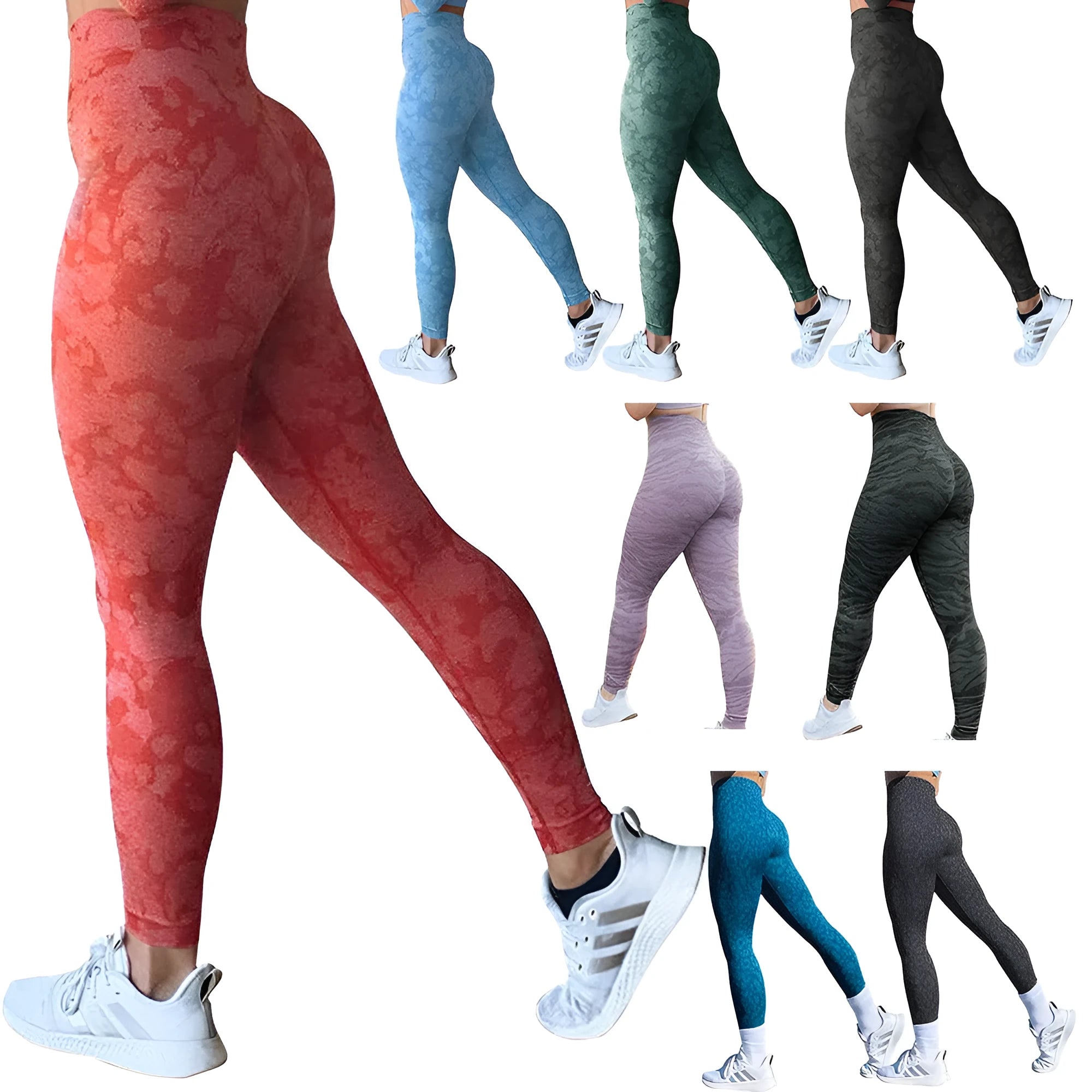 Women's push-up butt leggings in solid colour pattern for fitness activities
