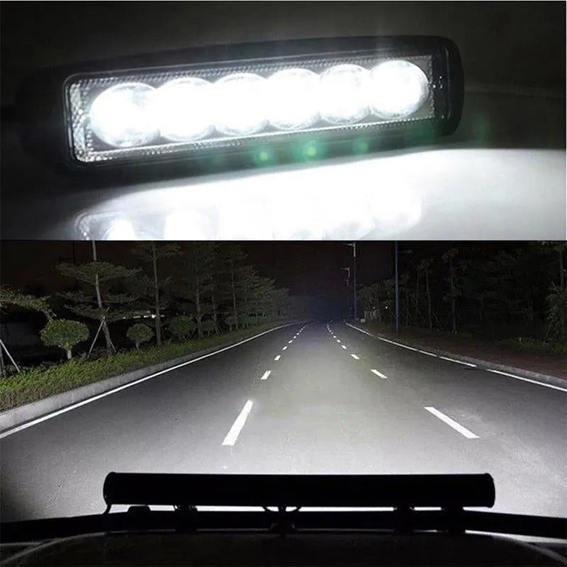 Black die-cast aluminium automobile auxiliary spotlight with clear lens for 18W LED light output.