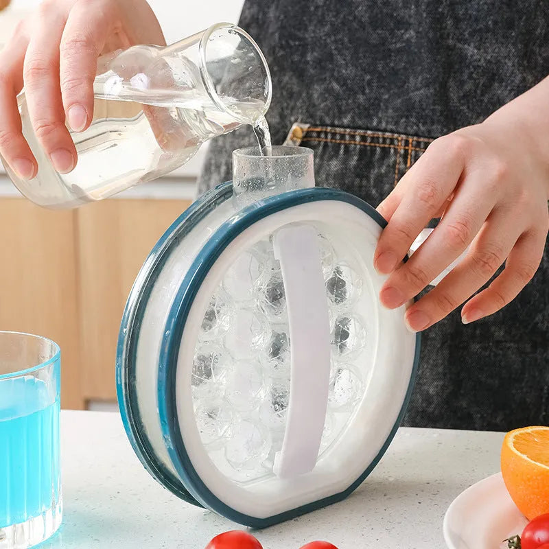 2 in 1 portable ice bottle and ice ball maker in light grey or blue with 800 capacity