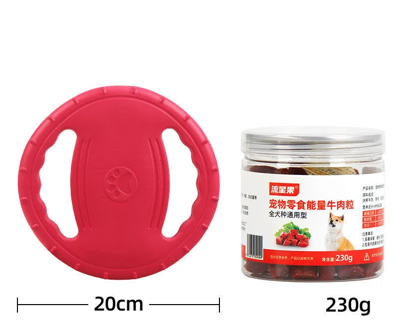 Dog anti-bite training frisbee and interactive bite ring in orange and green plastic sizes medium large trumpet