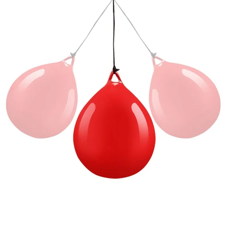 Red water-filled boxing reaction ball with hook rope for hanging installation
