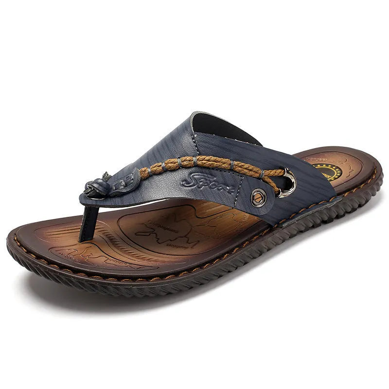 Men's non-slip casual slippers with PU leather upper in four colour options