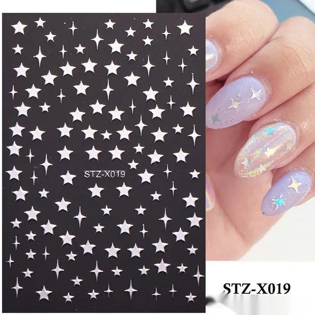 Black and silver striped cartoon pattern nail stickers with plastic application tool