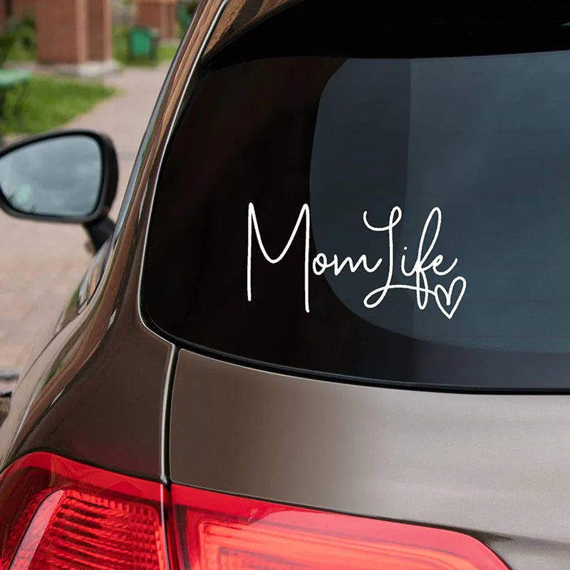 Mom Life hollow carved PVC car decal 17cm side, white sticker on car window