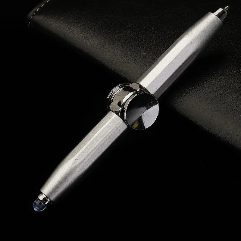 Metal gyro ballpoint pen with spinning mechanism and coloured ink refill options