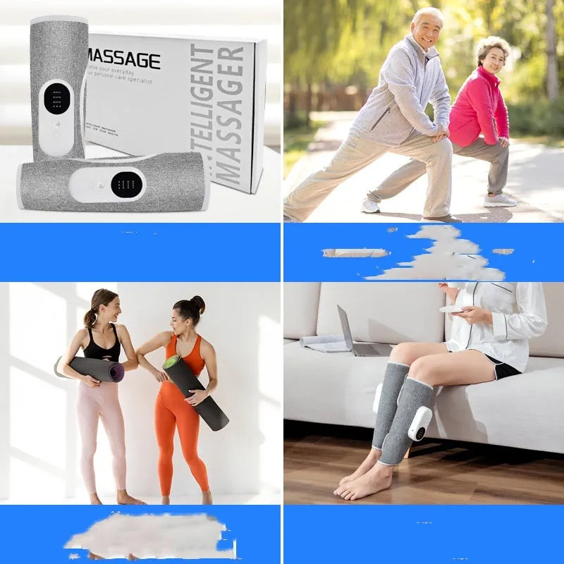 Multi-functional leg massager with heat compression wireless remote control pink gray blue