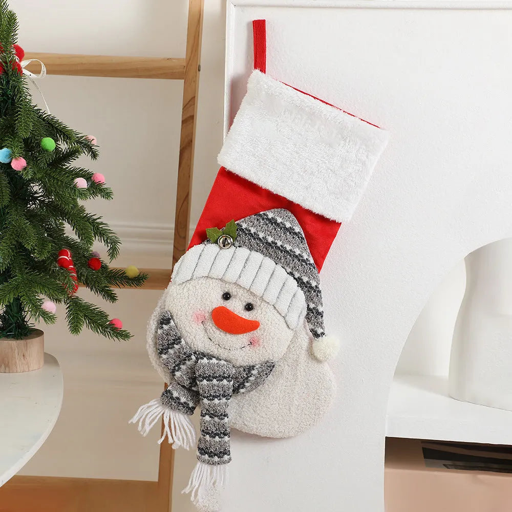 Cartoon Santa Claus cloth gift bag in Fox design with pendant, 43cm long