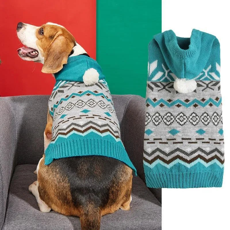 Diamond pattern pet sweater for dogs and cats in acrylic knit fabric
