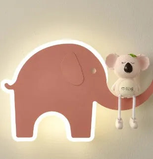 Children's bedroom cartoon wall lamp with iron shade in blue colour option, 400mm size, for bedside use