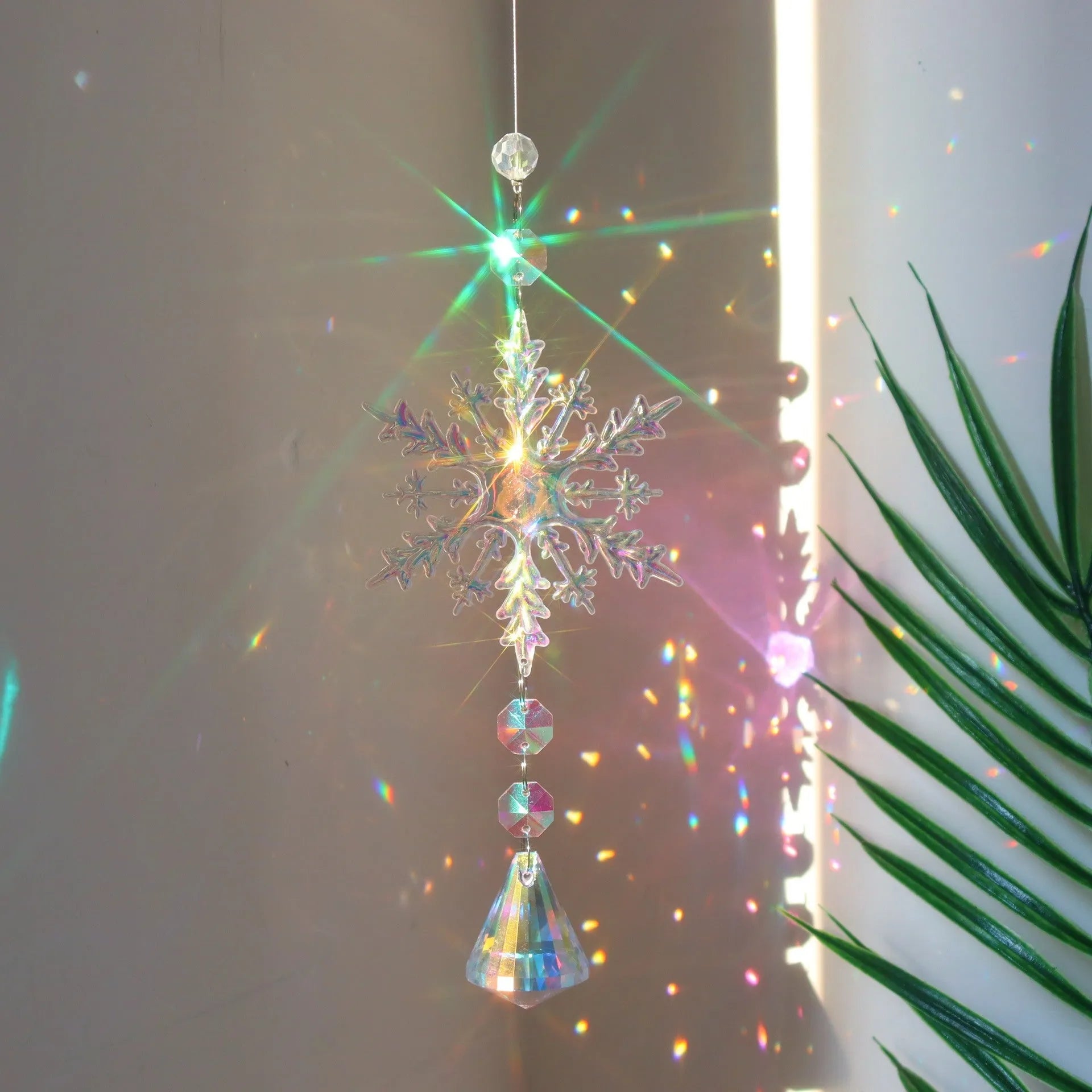 Clear AB crystal snowflake sun catcher pendant Christmas tree decoration