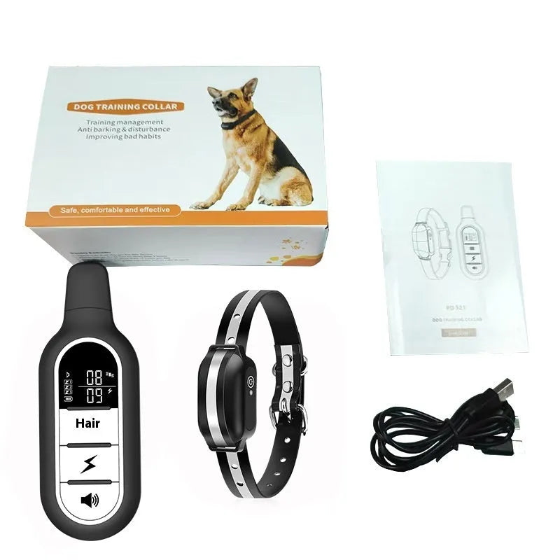 Black waterproof remote control dog training collar with ABS receiver and nylon or TPU strap