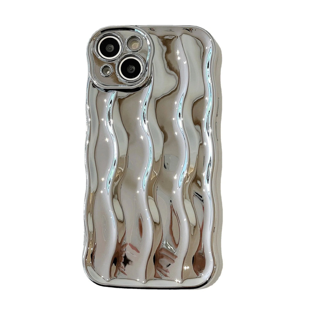 Electroplated wave stripe design protective phone case for iPhone 17 models in various colours.