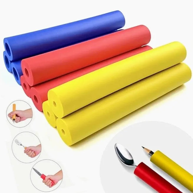 Rubber auxiliary grip hose for tableware and pens, showing inner diameters of 10mm and 18mm.
