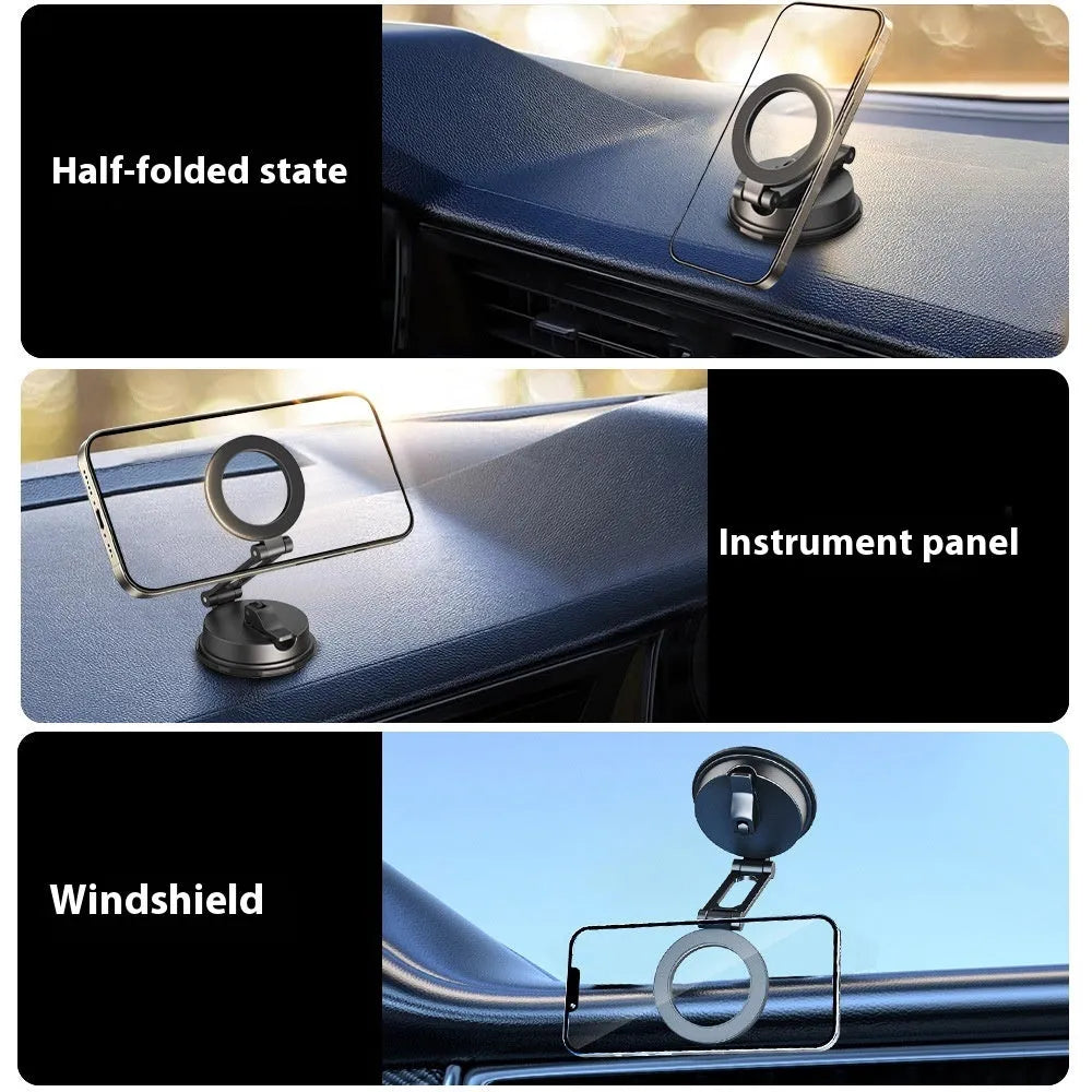 Black H154 car magnetic phone holder with suction cup mount on dashboard
