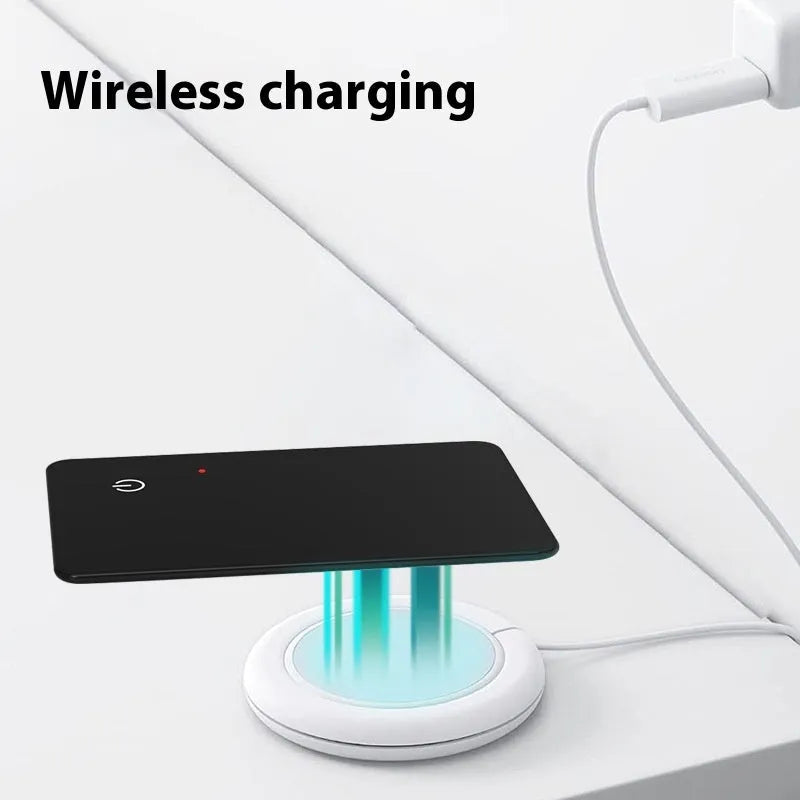 Black NFC pet tracking card with wireless charging, showing hanging hole and slim 2.1mm profile.