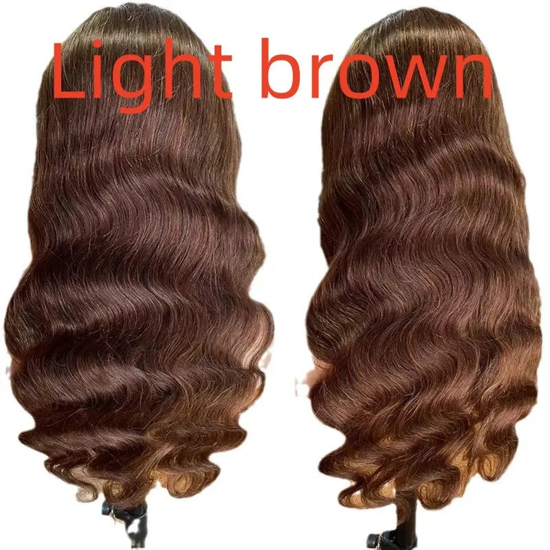 Brown big wave fake long curly wig with side bangs made from high temperature fibre
