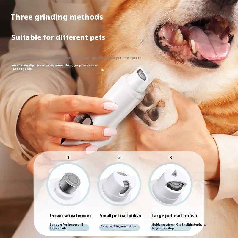 White two-in-one rechargeable pet foot and nail trimmer with Type-C cable, maintenance oil, cleaning brush and grinding head