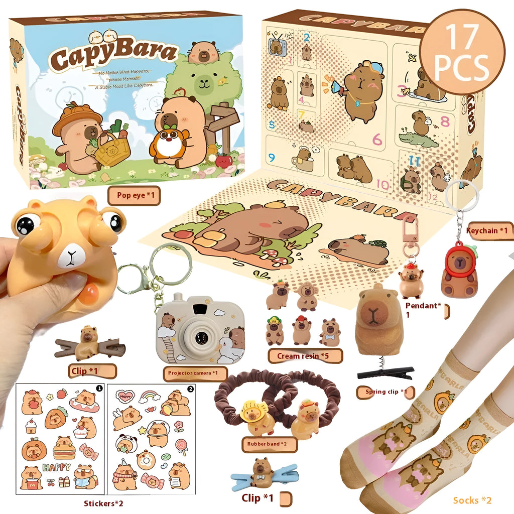 Christmas countdown blind box building block toy in khaki plastic, ST-45 17pcs music model