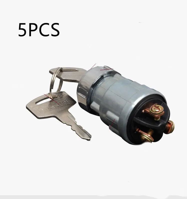 Pure copper car ignition switch with a key for trucks and forklifts.