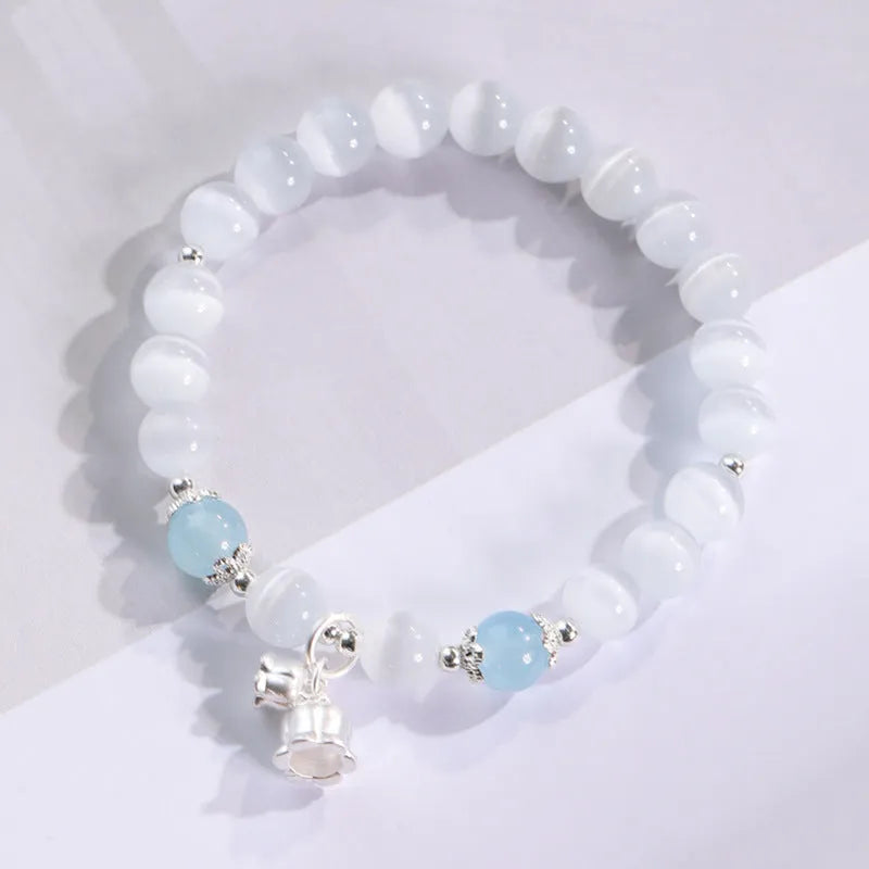 Electroplated opal cat's eye stone beaded bracelet with diamond-shaped beads for women in multiple colour variations