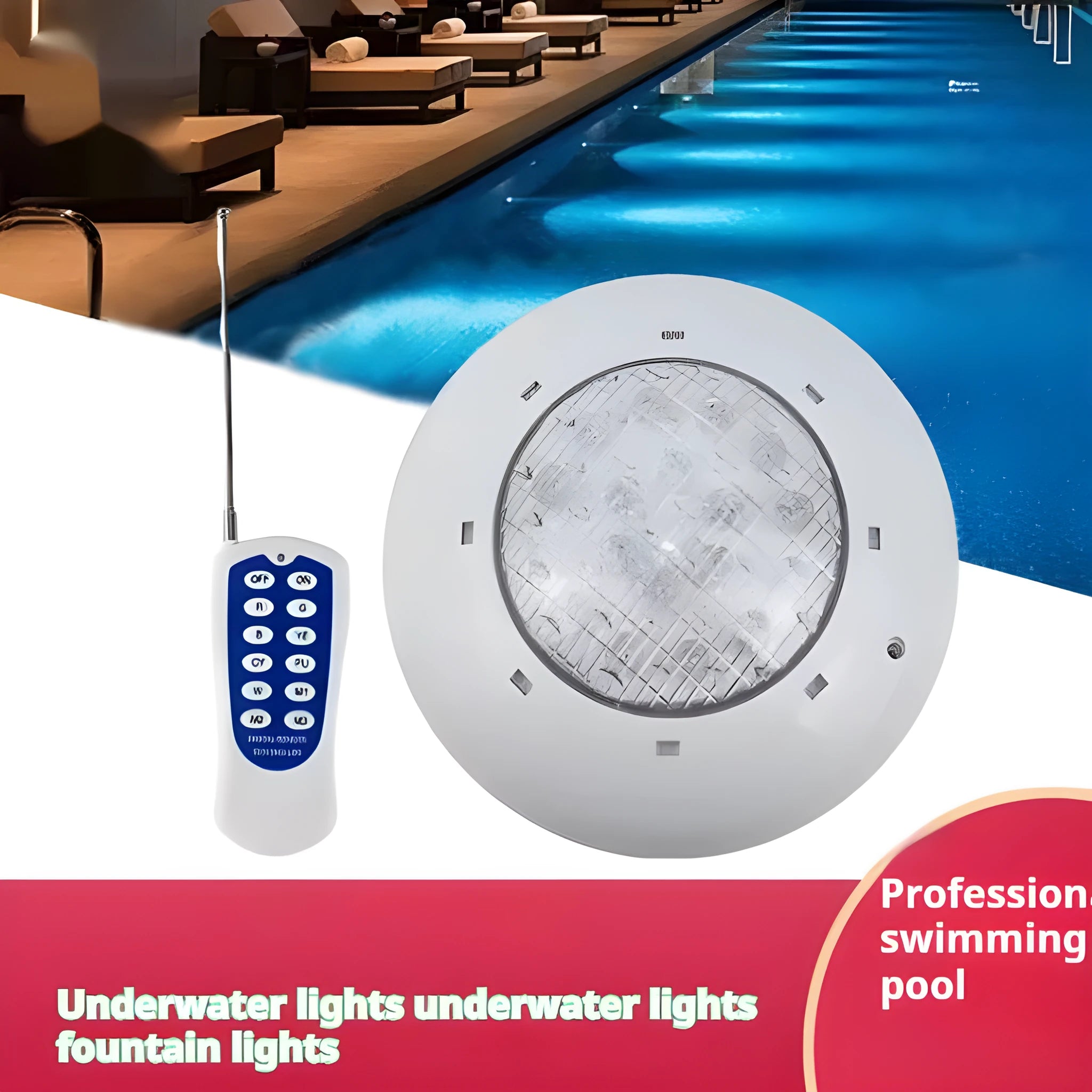 Round plastic wall-mounted underwater lamp 280mm diameter IP68 with RGB lighting