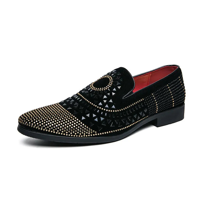 Men's black casual business leather shoes with round toe and sewing thread detail, low-top, artificial PU upper