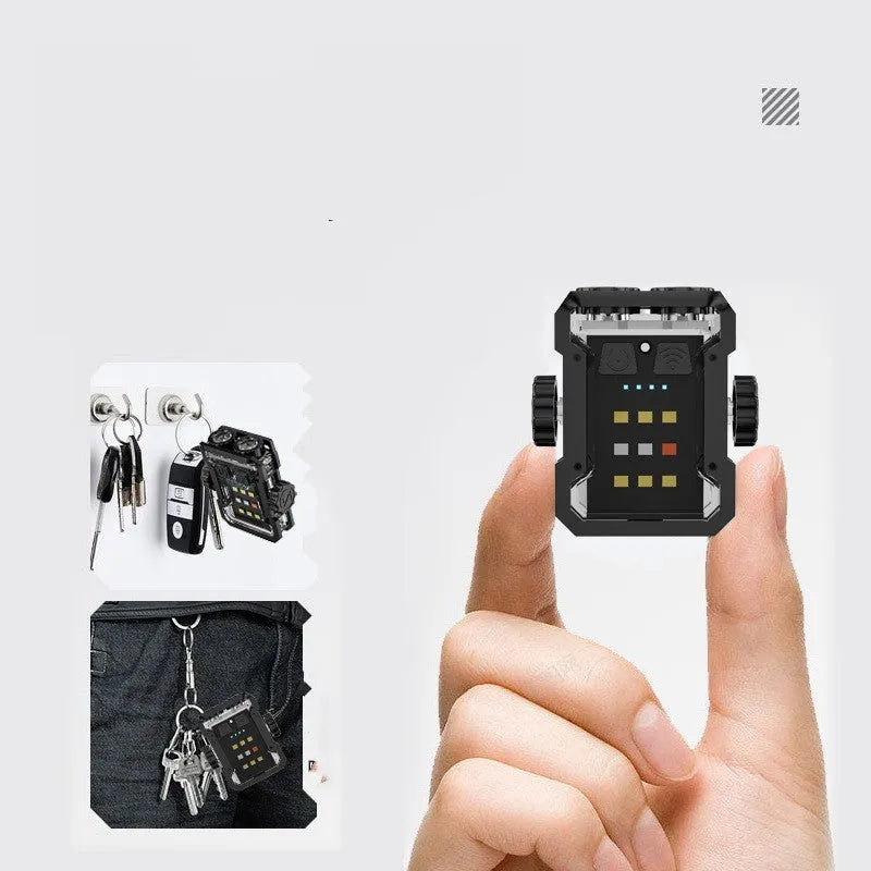 Black aluminium alloy keychain flashlight with Type-C charging port