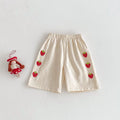 Girls Korean style strawberry patch vest and beige trousers set on child