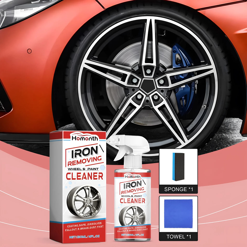 Car wheel hub rust removing cleanser 120ml spray with sponge and towel set