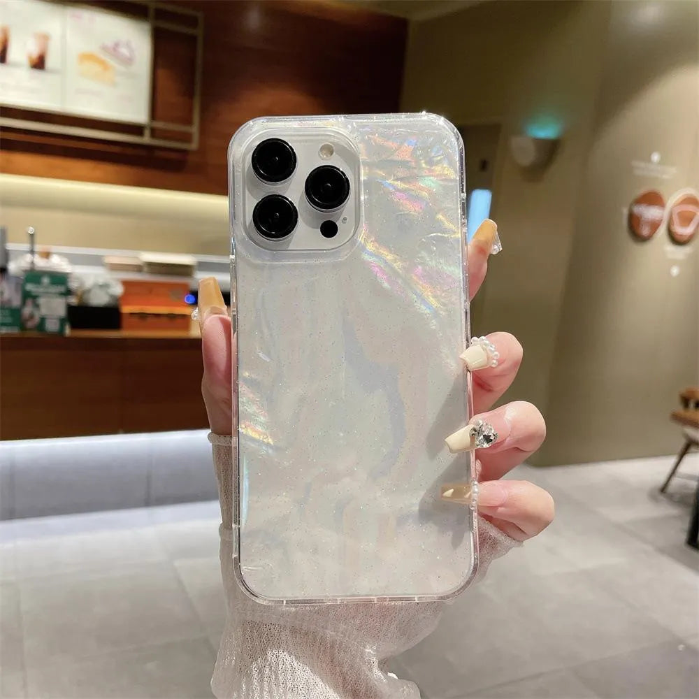 TPU magnetic shell phone case with transparent flash colour finish for iPhone 11-15 Pro Max