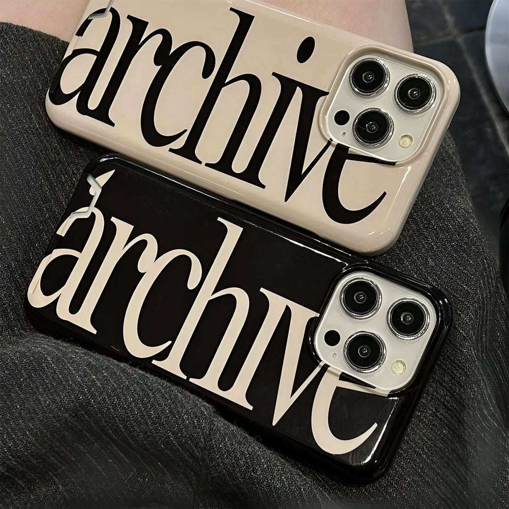 Black hard cover TPU phone case with niche letter card filin pattern for iPhone
