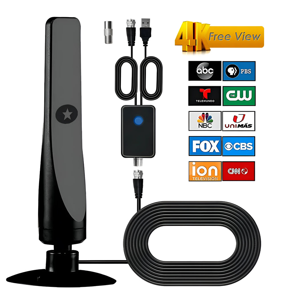 Black HDTV vertical suction cup digital TV antenna with 3m coaxial cable and F adapter, 60x150mm, 85g
