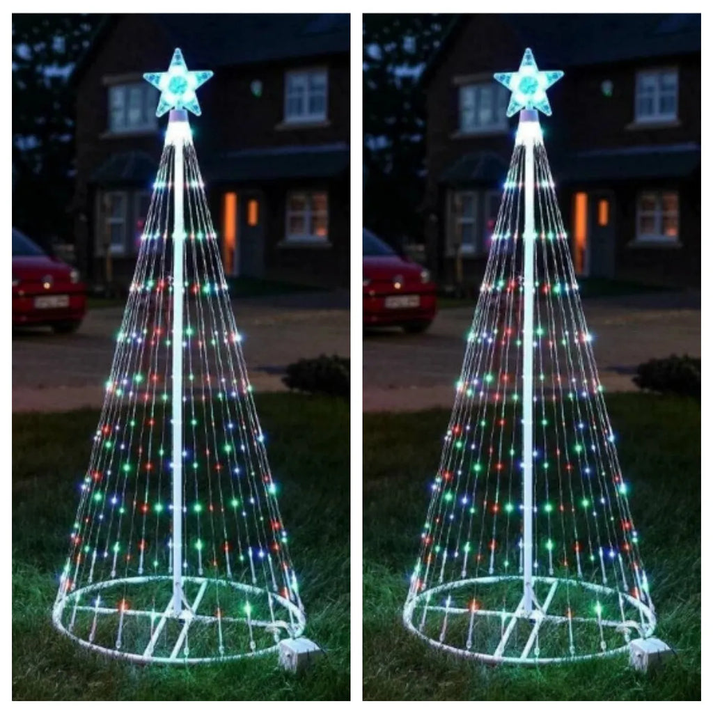 Multi-colour animated LED Christmas tree lights for outdoor garden decoration in 1.5m and 2m sizes
