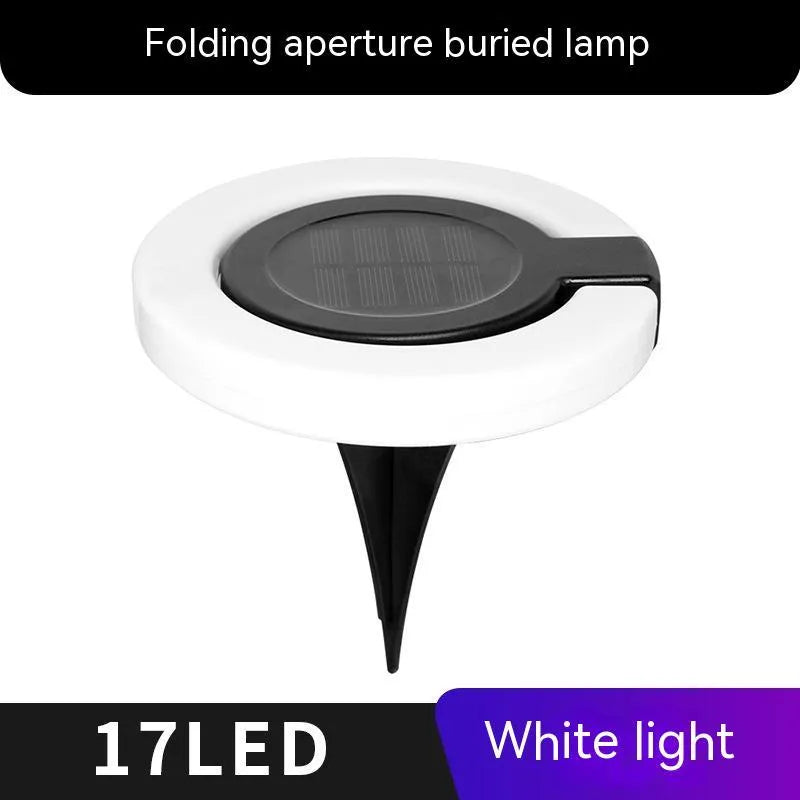Long silver solar underground light with folding aperture for garden pathway illumination