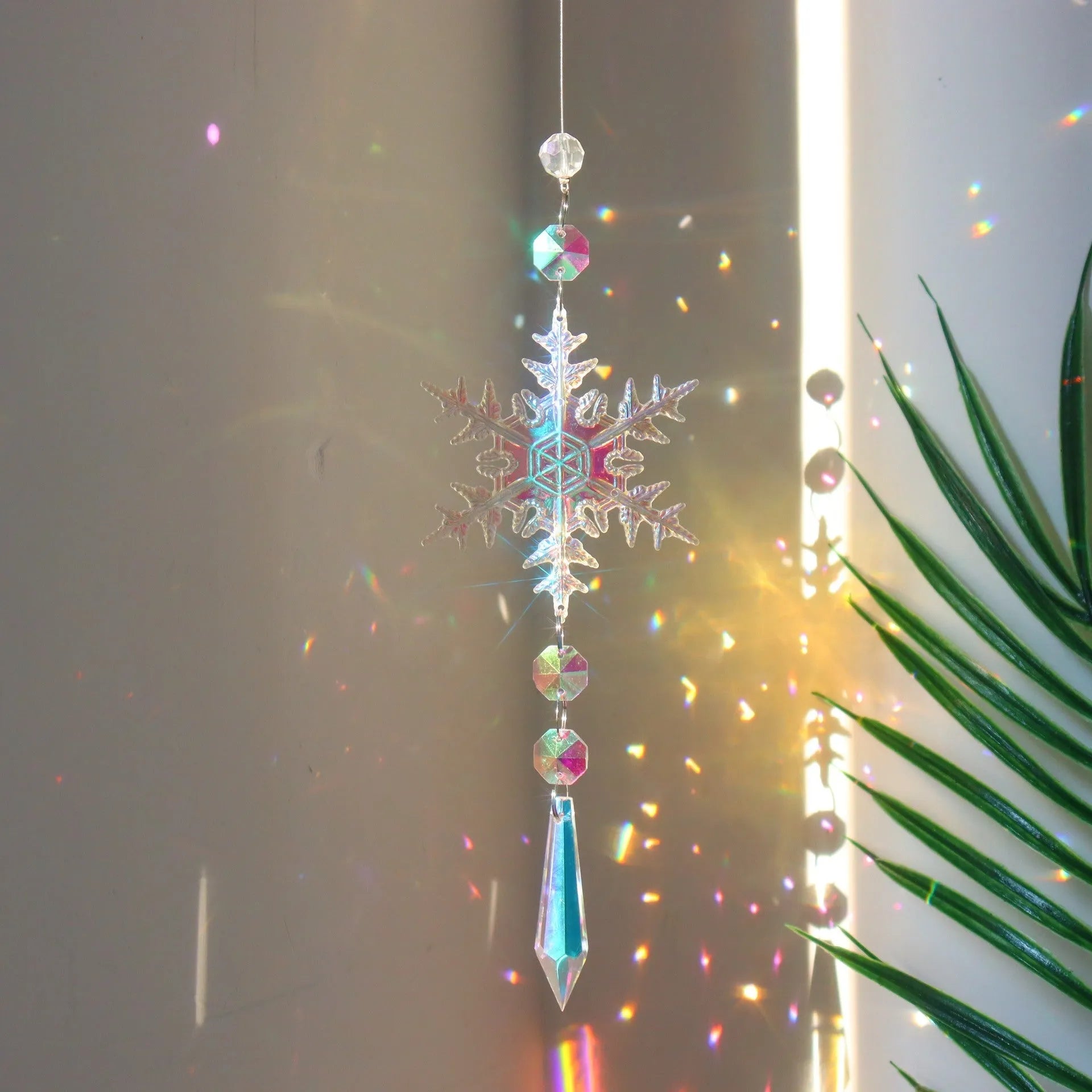 Clear AB crystal snowflake sun catcher pendant Christmas tree decoration