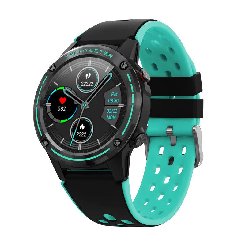 Outdoor sports smart watch with 1.3 inch screen showing fitness tracking display on silicone wrist strap