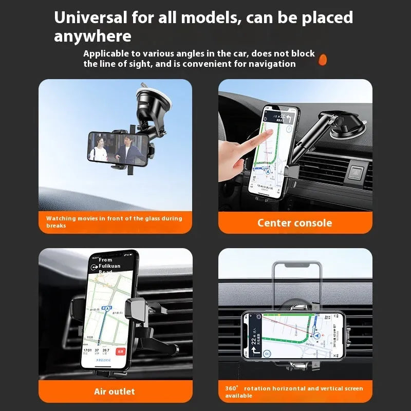 Car automatic lock extended suction phone bracket for universal mobile phones in black